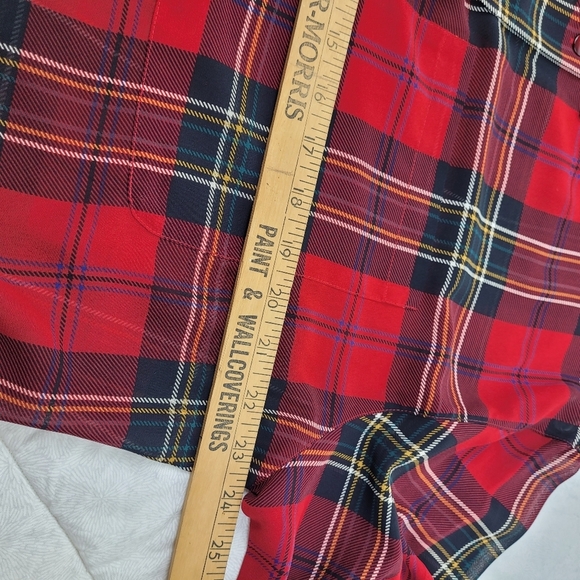 Liz Claiborne red black plaid sheer long sleeve button shirt preppy academia 14 - Picture 6 of 12